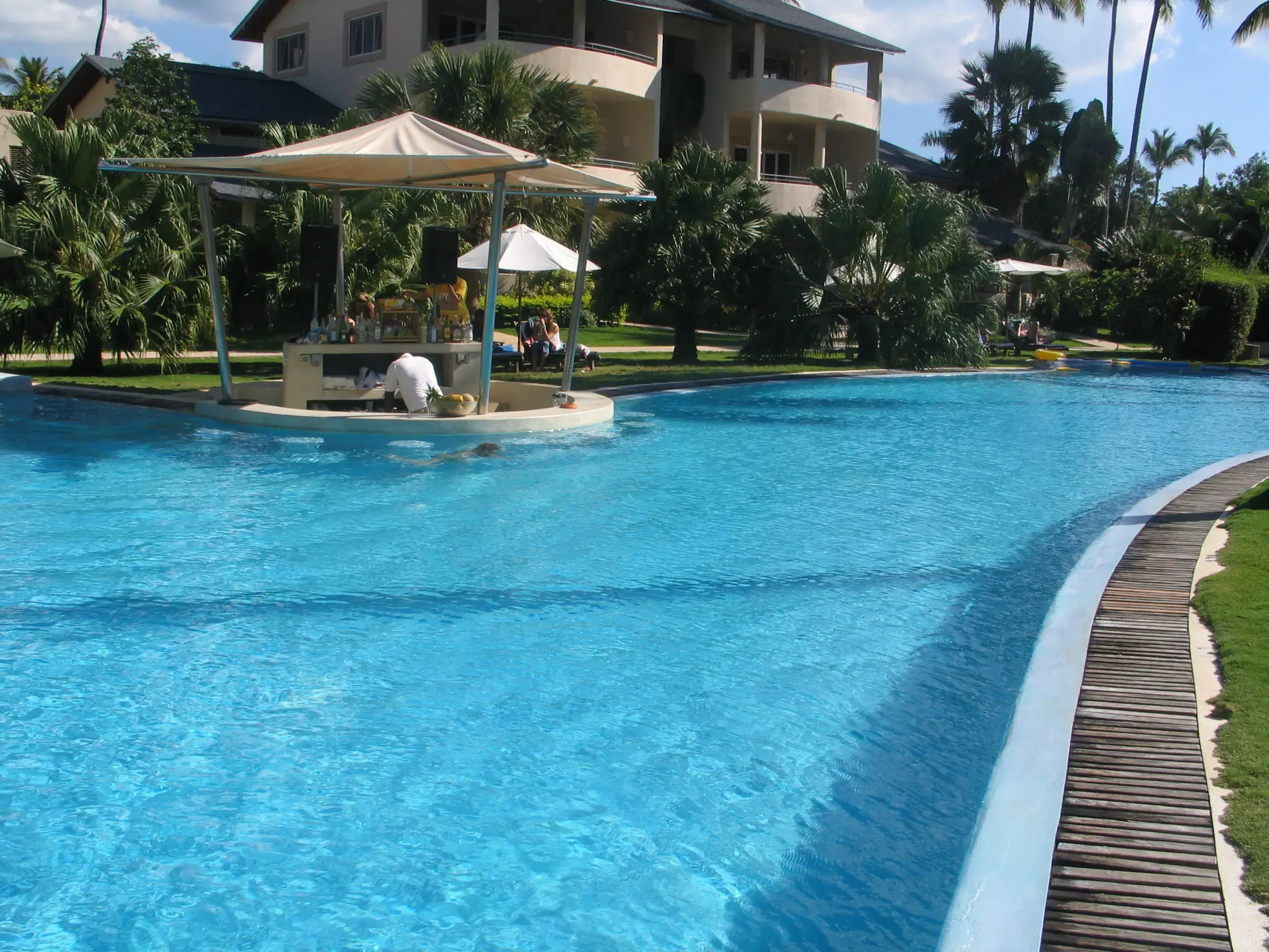 Swim-up bar pool at Playa Alisei hotel, Las Terrenas