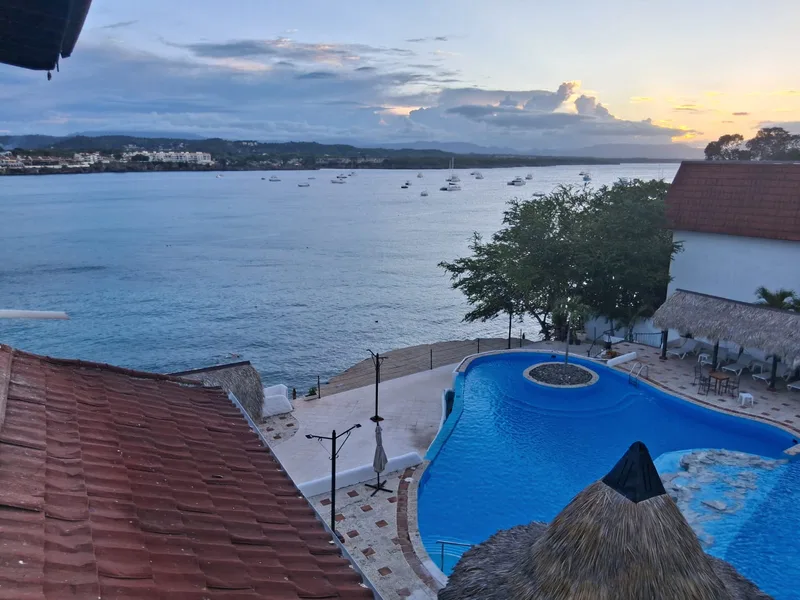 View over Sosúa Bay from Leo's Banana at sunset