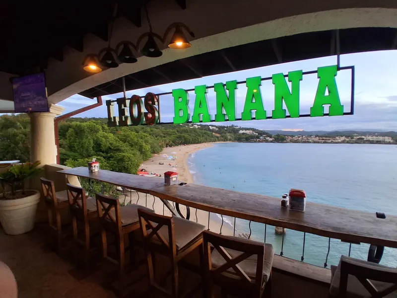 Leo's Banana bar counter overlooking Sosúa Beach
