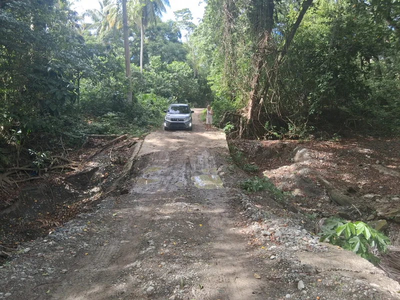 The rough dirt road down to Los Gringos — a car is essential